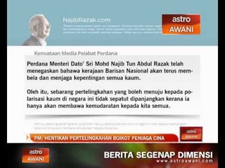 PM: Henti pertelingkahan boikot peniaga Cina