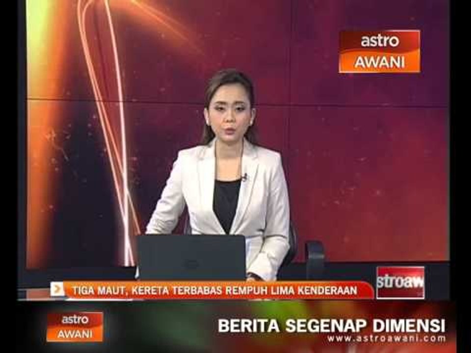 Tiga maut, kereta terbabas rempuh lima kenderaan