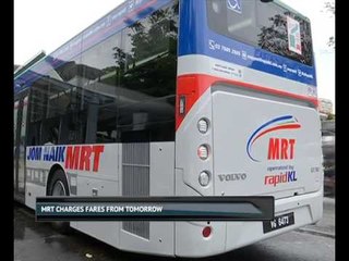 MRT charges fares from tomorrow