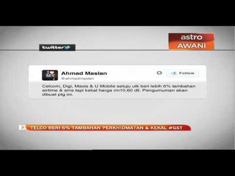 Telco beri 6% tambahan perkhidmatan & kekal GST
