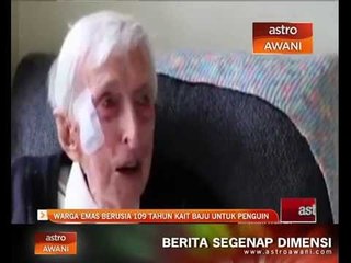 Warga emas berusia 109 tahun kait baju untuk penguin