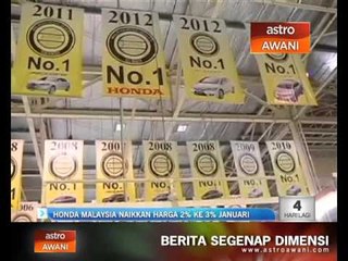 Honda Malaysia naikkan harga 2% ke 3% Januari