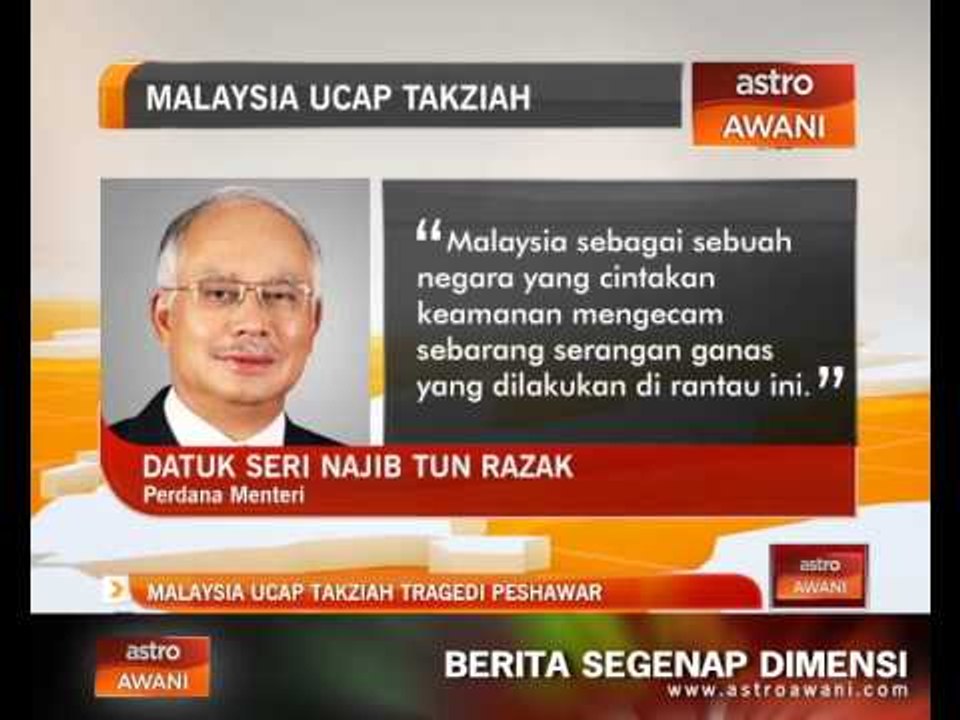 Malaysia ucap takziah tragedi Peshawar