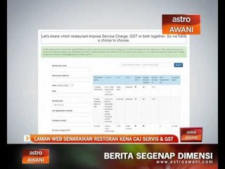 Laman web senaraikan restoran kena caj servis & GST