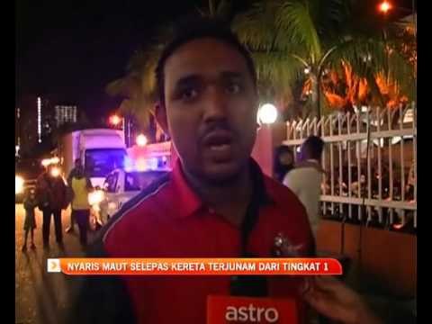 Nyaris maut selepas kereta terjunam dari tingkat 1