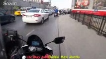 Motosikletlilerin ölümden kıl payı kurtuluşları kamerada