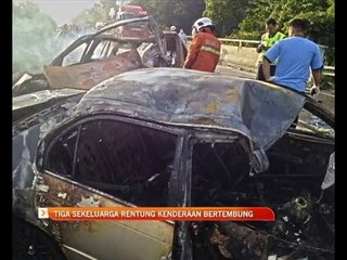 Скачать видео: Tiga sekeluarga rentung kenderaan bertembung