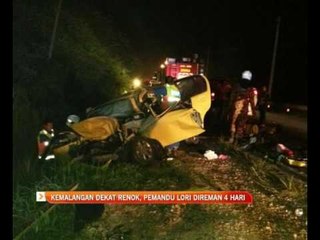 Kemalangan dekat Renok, pemandu lori direman 4 hari