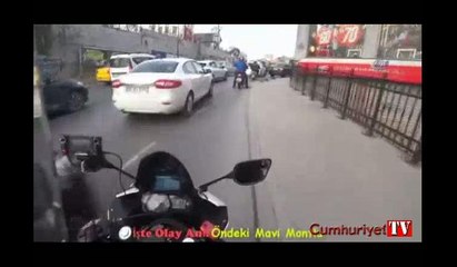Motosikletlilerin ölümden kıl payı kurtuluşları kamerada