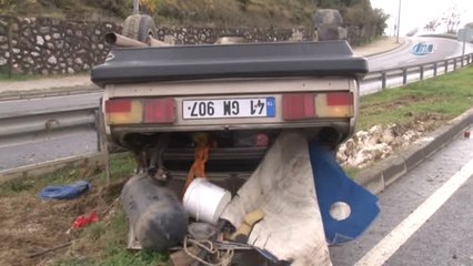 Alkollü ve Ehliyetsiz Sürücü Takla Atan Araçtan Burnu Bile Kanamadan Çıktı