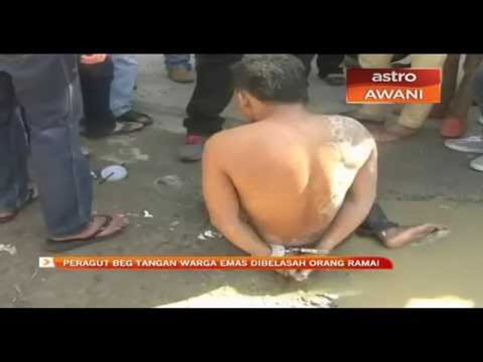 Peragut beg tangan warga emas dibelasah orang ramai