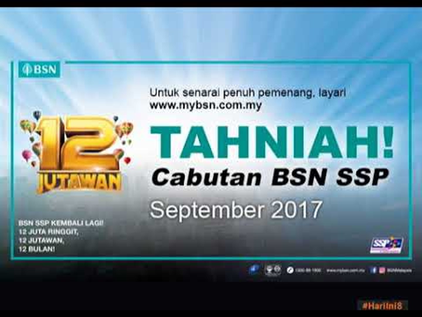 Keputusan Cabutan Bsn Ssp September 2017 Video Dailymotion
