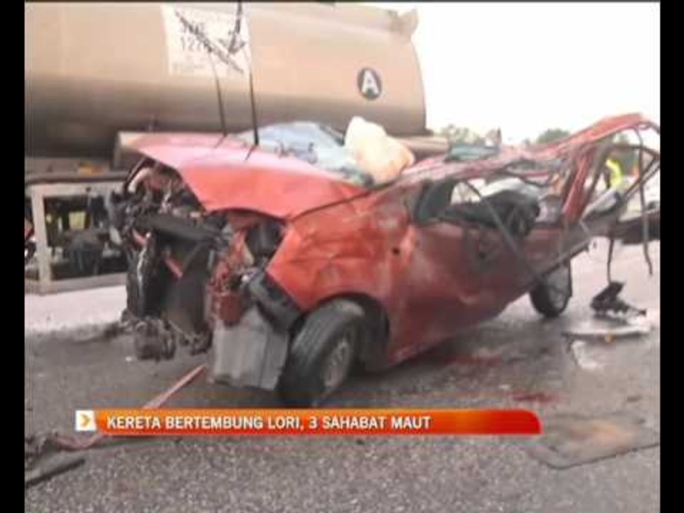 Kereta bertembung lori, 3 sahabat maut