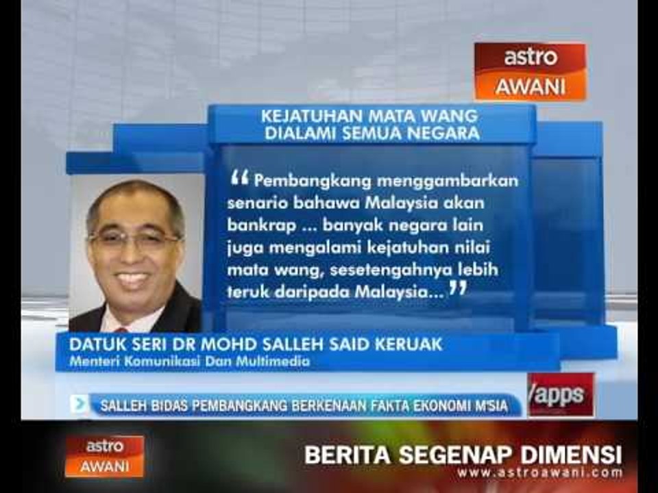 Salleh bidas pembangkang berkenaan fakta ekonomi Malaysia
