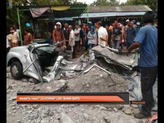 Wanita maut dihempap lori bawa batu