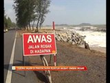 Tebing jalan di Pantai Sura runtuh akibat ombak besar