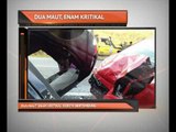 Dua maut enam kritikal kereta bertembung