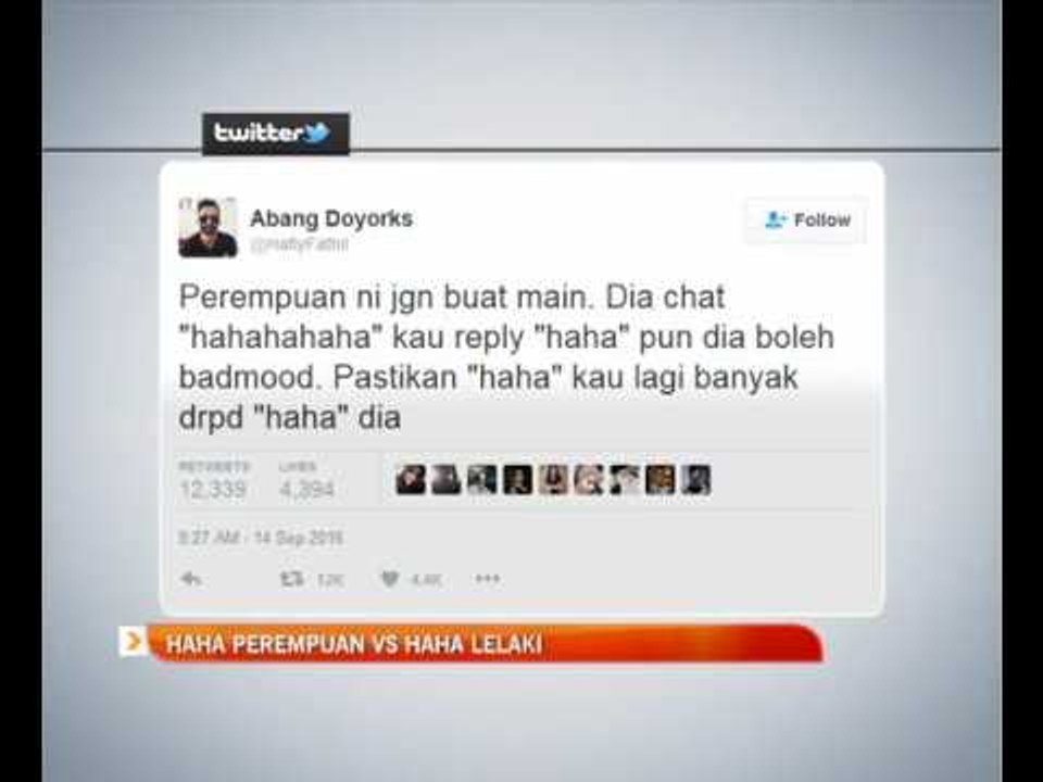 Haha perempuan vs haha lelaki