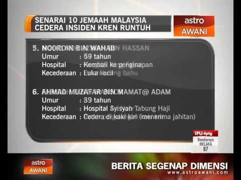 Senarai 10 jemaah Malaysia cedera insiden kren runtuh