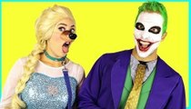 Frozen Elsa BECOMES A DOG w_ Joker Spidergirl Spiderman Toys Princess Superhero Fun in real life