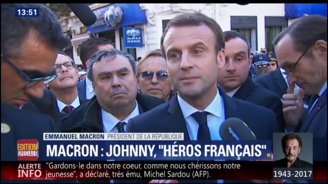 C'est la perte d'un être devenu familier. On croyait Johnny invincible , dit Emmanuel Macron