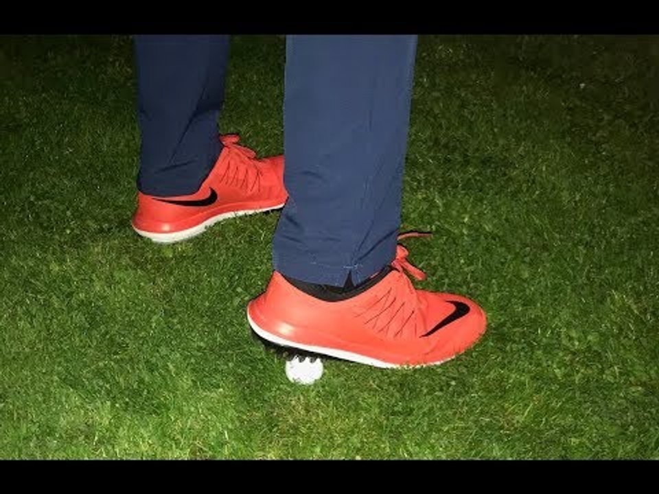 Simple Golf Practice Drill - stick a golf ball under your heel
