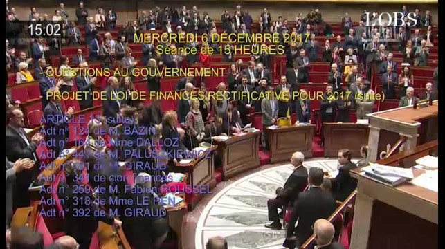 Les députés, debout à l'Assemblée nationale, pour rendre hommage à Johnny Hallyday