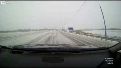 Car crashes into a tracor