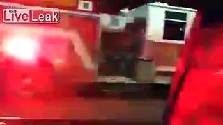 Police shoot at a stolen firetruck