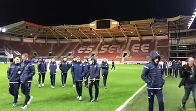 Zulte Waregem - Lazio: il walk around dei biancocelesti al Regenboogstadion
