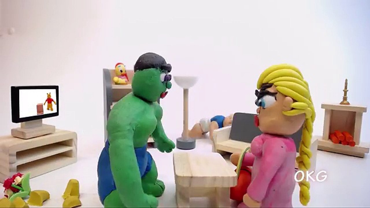 Baby Hulk Newborn Brother Caring Play Doh Stop Motion Video Baby Cartoon Movie