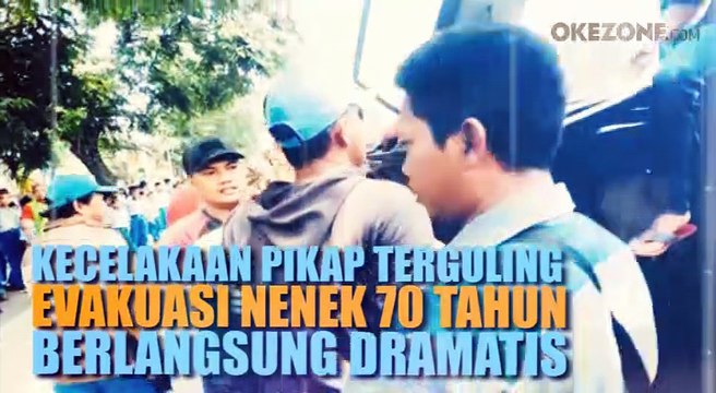 Kecelakaan Mobil Pikap Terguling, Evakuasi Nenek 60 Tahun Berlangsung Dramatis