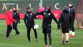 Ashley Young hit on back during United training