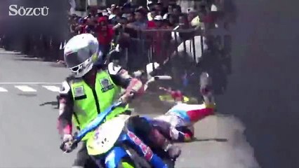 Motosiklet yarışında düşürülen pilotun intikamı acı oldu