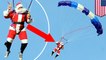 Skydiving Santa crash lands on beach while delivering present