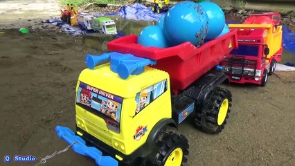 働く車のおもちゃがトミカを運んでくるよ！のりものコレクション 重機のおもちゃ 働く車 ! パトカー,救急車,消防車 のりもの自動車ピピットキーまとめ ! Tomica Car