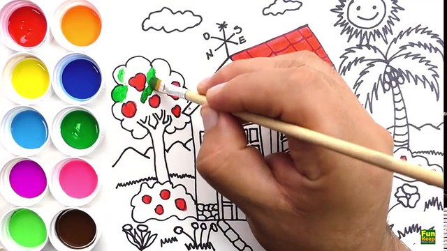 Cómo Dibujar y Colorear Una Casa en la Villa - Draw House - Learn Colors / FunKeep