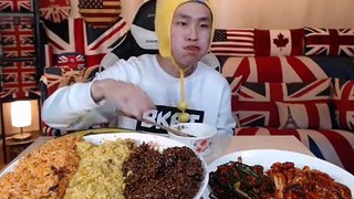 BJ꽃돼지 카레밥+짜짱밥+낙지밥+파김치+배추김치 먹방