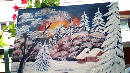 Cabin in the Winterwoods-Acrylics on Canvas