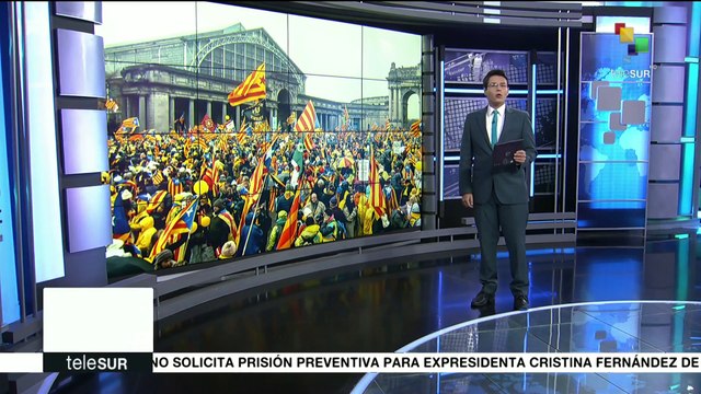 Soberanistas catalanes protestan en Bruselas en favor de su movimiento