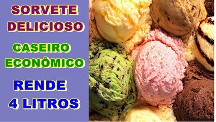 SORVETE DELICIOSO CASEIRO ECONÔMICO RENDE 4 LITROS