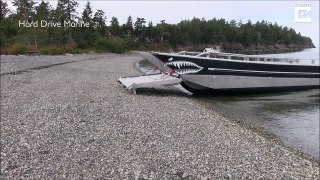 Walk the plank! Boat can climb itself up the shore with use of metal ‘legs’ 