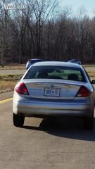 Woman swerving on the i275 for miles almost crashes!