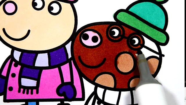 Свинка Пеппа и ее Друзья Катание на Лыжах - Видео Раскраска для Детей