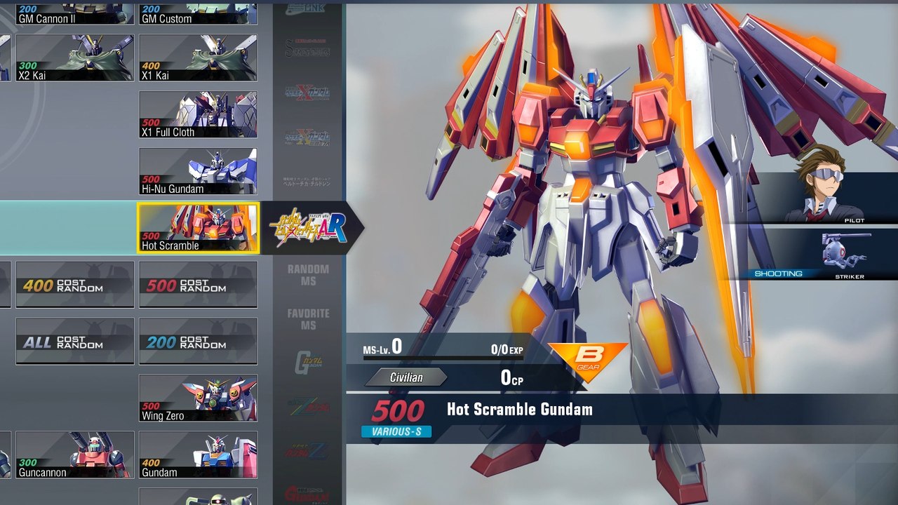 Gundam Versus Combo Guide - Hot Scramble