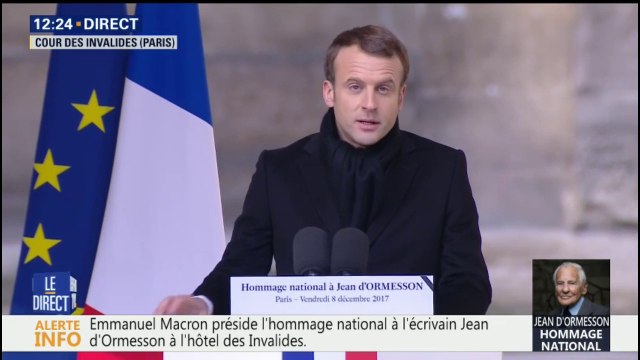 Jean d'Ormesson était de ceux qui nous rappelait que la légèreté n'est pas le contraire de la profondeur , dit Emmanuel Macron