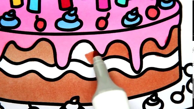 Как Нарисовать и Раскрасить Торт - Раскраски для Детей с Цветными Маркерами