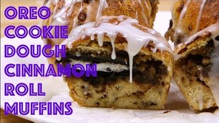 Dessert Breakfast Overload: Oreo Cookie Dough Cinnamon Roll Muffins