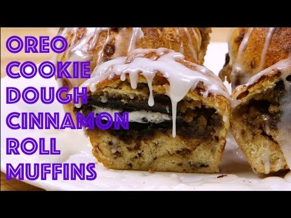 Dessert Breakfast Overload: Oreo Cookie Dough Cinnamon Roll Muffins