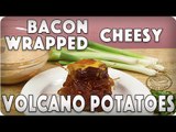 VOLCANO POTATOES! Bacon-Wrapped, Cheese-Stuffed Volcano Potatoes #foodporn